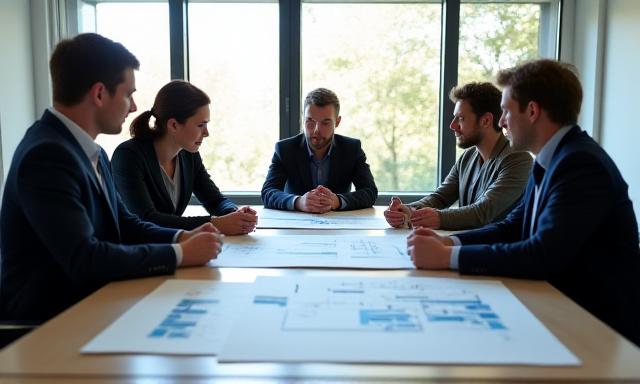 Colleagues working together on organizational design