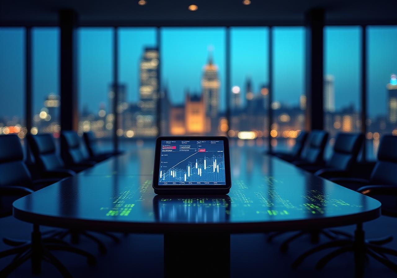 Financial data analysis and corporate boardroom setting