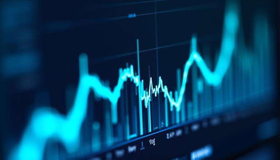 Close-up of a high-tech financial dashboard showing predictive growth charts