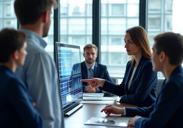 Team of consultants collaborating in a modern office